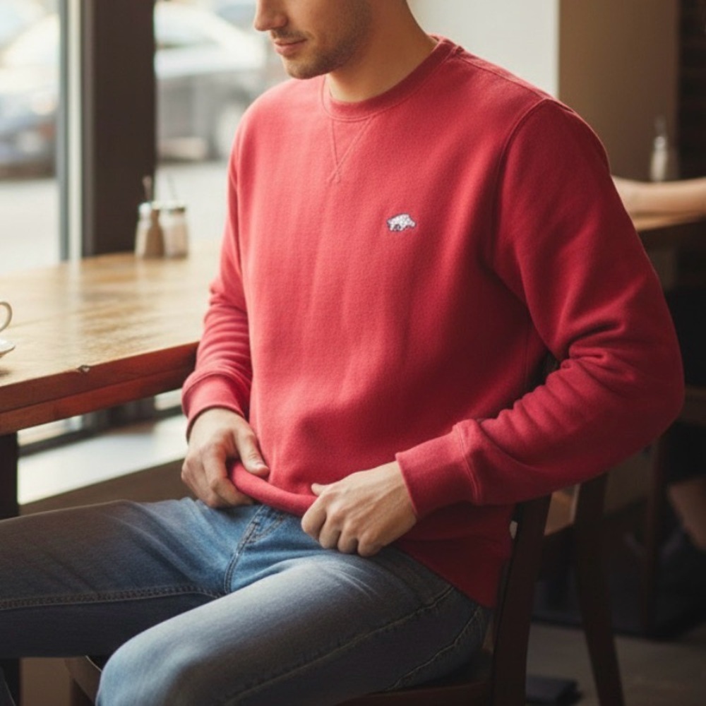 Southern Tide Red RazorbackEmbroidered  Cotton Crewneck Pullover Sweater M‎